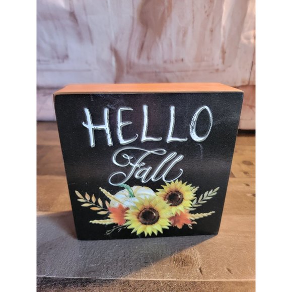 Hello Fall pumpkin Flower hay Wooden decor autumn - Picture 2 of 8